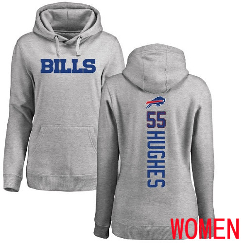 NFL Women Buffalo Bills #55 Jerry Hughes Ash Backer Pullover Hoodie Sweatshirt->buffalo bills->NFL Jersey